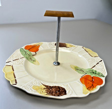 Vintage Myott & Son Co. hand painted Art Deco cake plate stand with handle #8723