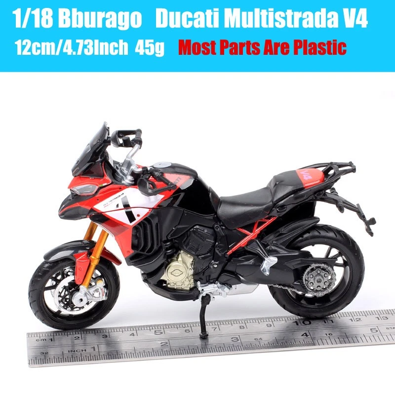 Bburago 1:18 Scale Ducati Multistrada V4 Touring Motorcycle Model Bike Toy Red - Image 2 of 4