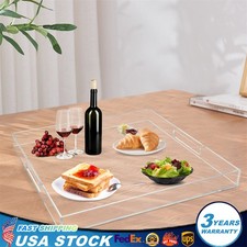 Oversize Clear Extra Large Acrylic Serving Tray 18.9 Inch Food Tray W/ Handles