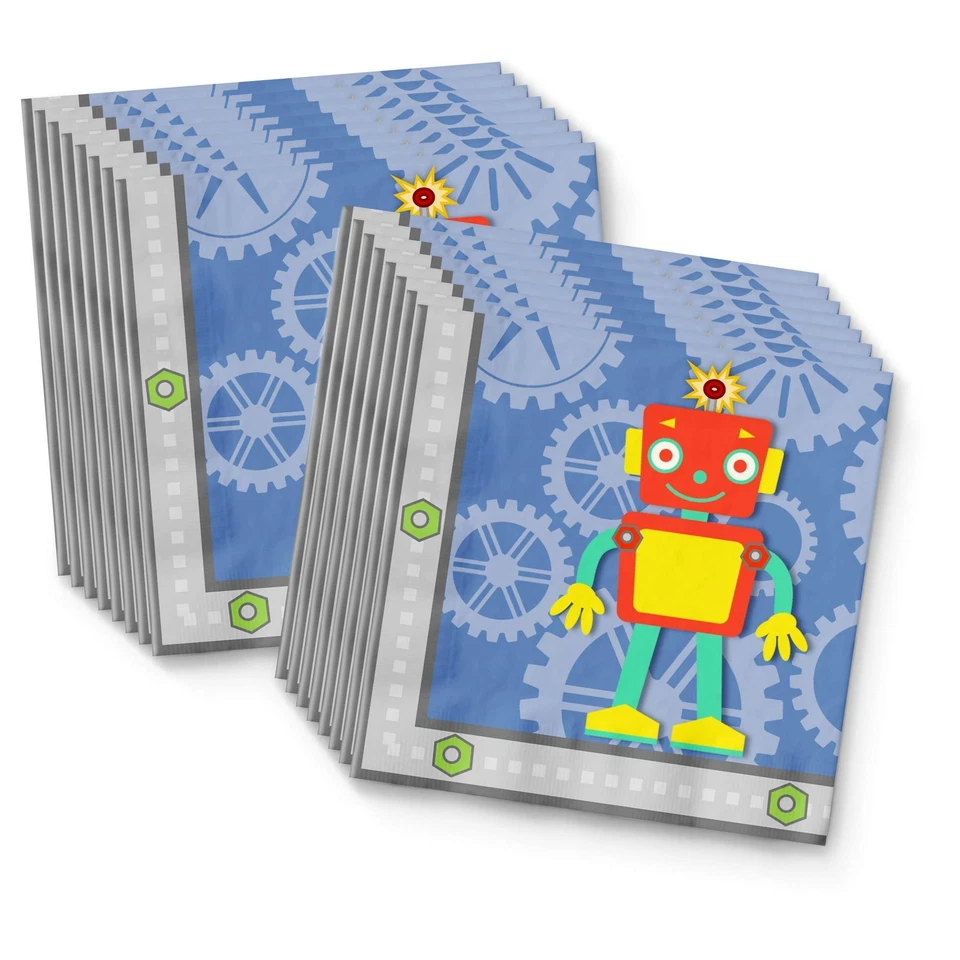 Robot Cumpleaños Fiesta Suministros Set Platos Servilletas Tazas Vajilla Kit Para 16 Foto 4 de 4