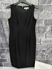 Kasper Little Black Sheath Midi Dress Size 8 Classic Workwear Party Cocktail EUC