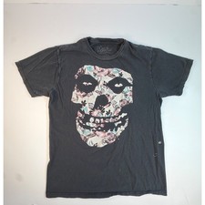 Misfits Band Tee Floral Skull Graphic Shirt Faded Black Large 2015 Punk Rock