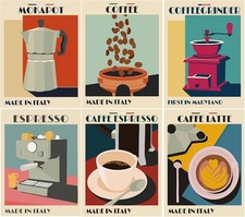 AREOPNMG 6 Pack Paint by Numbers Kit for Adults Beginner,DIY Espresso Coffee Pai