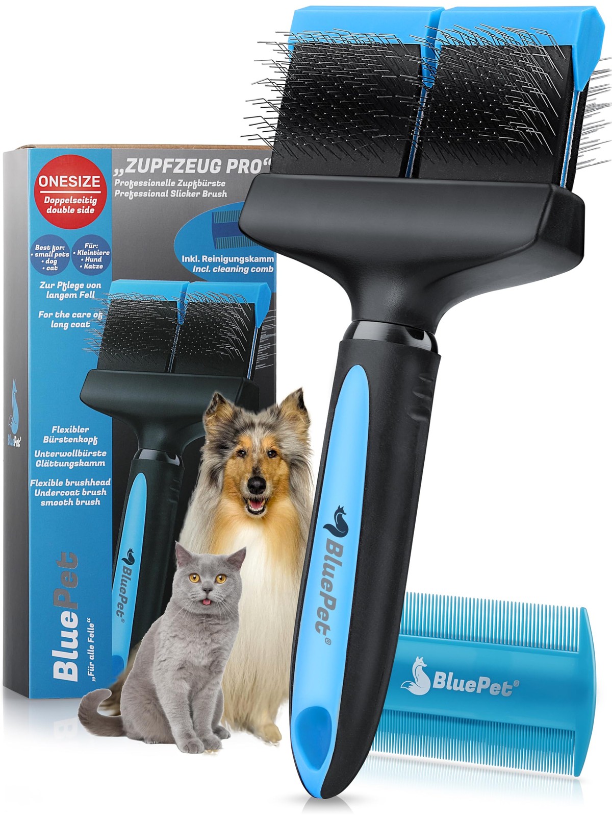 Brosse pour chiens ZupfZeug Pro contre les nœuds du sous-poil dense