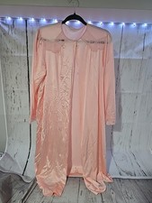 Vtg Vanity Fair M Robe Peignoir Duster Pink Embroidered Lace Nylon Medium