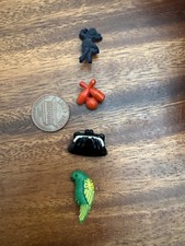 Vintage plastic buttons lot of 4 hula dancer parrot purse bowling 1950s retro