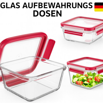 EMSA Clip & Close Glas Frischhaltedose, quadratisch, 0,8 L, 100 Prozent dicht, r