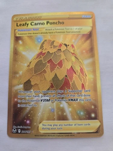 Leafy Camo Poncho Gold Secret Rare Silver Tempest 2022 214/195 Pokemon Card NM