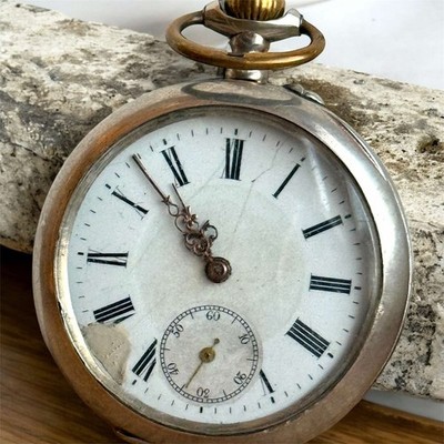 Antique Pocket Watch Mechanical Silver 800 Swiss Open Face Rare