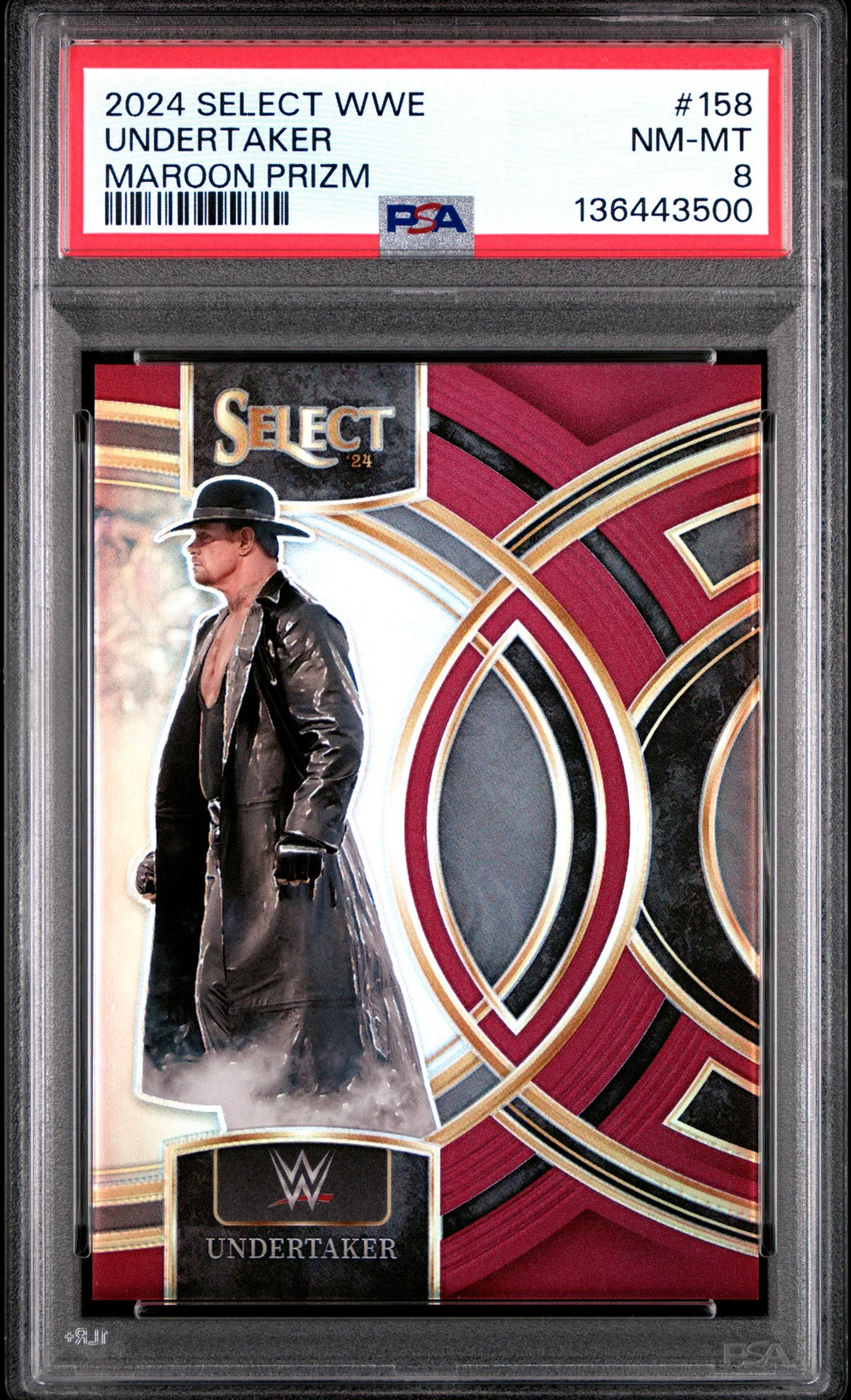 2024 Panini Select WWE The Undertaker #158 Maroon Prizm 075/149 PSA 8