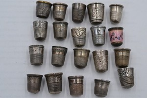 925 Sterling Silver Thimbles (20) Various Sizes, 3.3 oz, Vintage, #2159