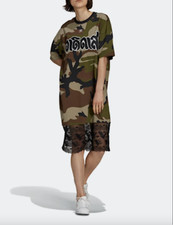 ADIDAS ORIGINALS X DRY CLEAN ONLY COLLECTION WOMEN CAMO TEE DRESS SIZE XS 32 NWT
