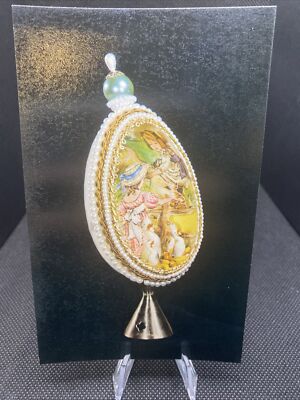 Vintage Postcard - Decorated Goose Egg 3-D Kate Greenaway Scene D12
