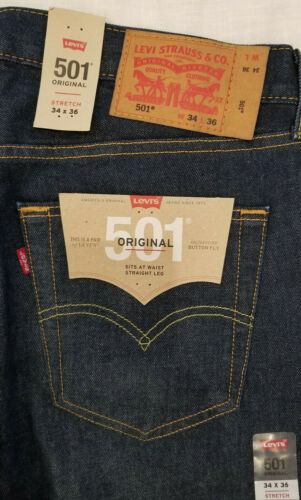 Levi's 501 Original Fit Jeans Mens Stretch Jeans 34x36 Anchor W34/L36 ...