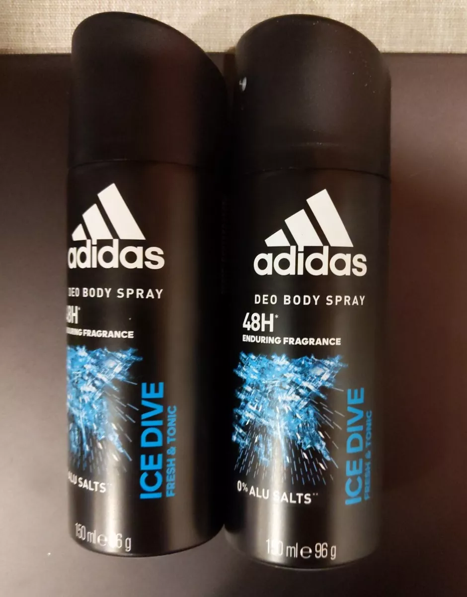 Kunde makeup vasketøj 2 Adidas Ice Dive Deo Body Spray NOW WITH 0% ALU SALTS! FRESH &amp; TONIC |  eBay