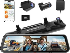 WOLFBOX G900 TriPro IMX678 4K+2.5K+1080P 3 Channel Cabin Monitor Mirror Dash Cam