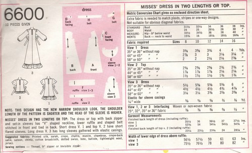 1974 Vintage Nähen Muster B34 " Kleid & Top (1933) Von Simplicity 6600 - Bild 2 von 2