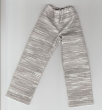 Homemade Doll Clothes-White and Grey Print Elastic Waist Pants fits Ken Doll P8