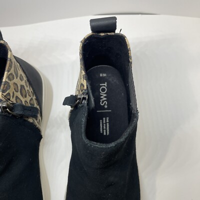 靴 TOM TOMS Women 8 Boots Black Suede Animal Print detail Wedge