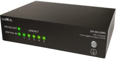 Luxul 5 Port Gigabit PoE+ Unmanaged Switch mit PoE Passthrough & 10GBPS Switchi