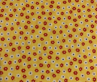 Kiddie Quilts Collection Vtg Floral Fabric By Pantera Red & White On Yellow BTHY