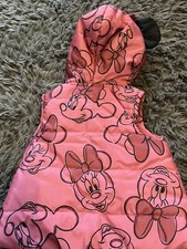 Disney Minnie Mouse H And M Puffy Vest With Hood Pink Size 12 Months