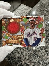 2023 Topps Holiday Francisco Lindor Short Print Santa Hat Relic /10 New York Met