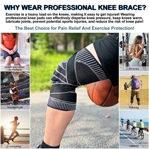 Knee Brace Compression Sleeve Support with Gel Pad Side Stabilizers Patella Wrap - Picture 4 of 57