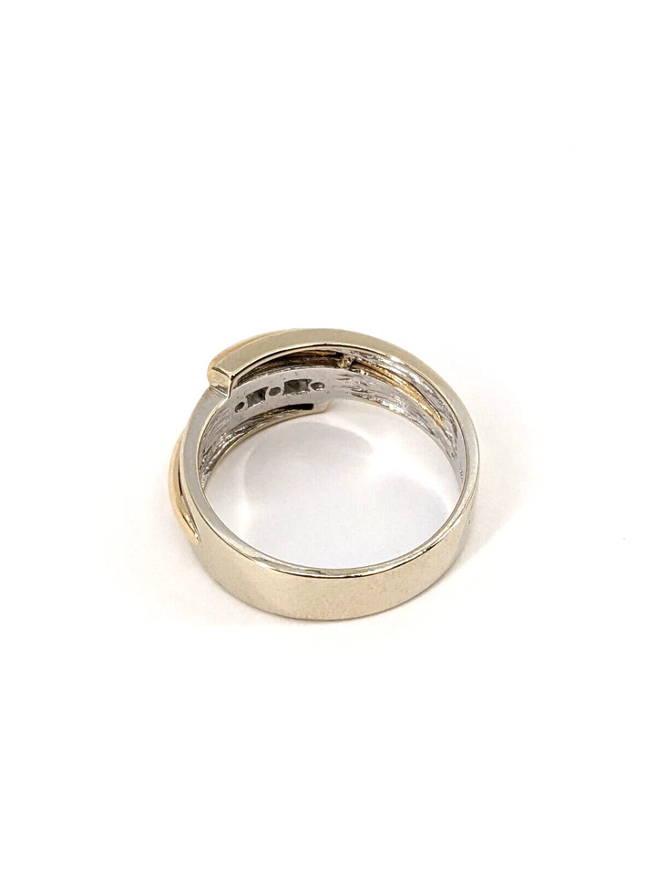 Banda de oro de 14 quilates de dos tonos con diamantes de 8,36 para hombre talla 10,5, 1/5 cttw aprox. Foto 4 de 4