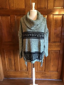 Kensie-Green-w-Fringe-Chunky-Knit-Sweater-XL