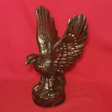 Metal Brown Eagle Open Wings Statue Figurine Damaged Base