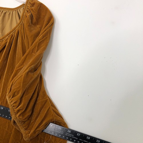 Old Navy Womens Size 2X Short Sleeve V Neck Velvet Mini Dress Chaparral Yellow - Picture 9 of 10