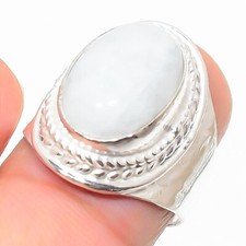 Moonstone Gemstone Handmade 925 Sterling Silver Jewelry Ring Size 6.5 US 