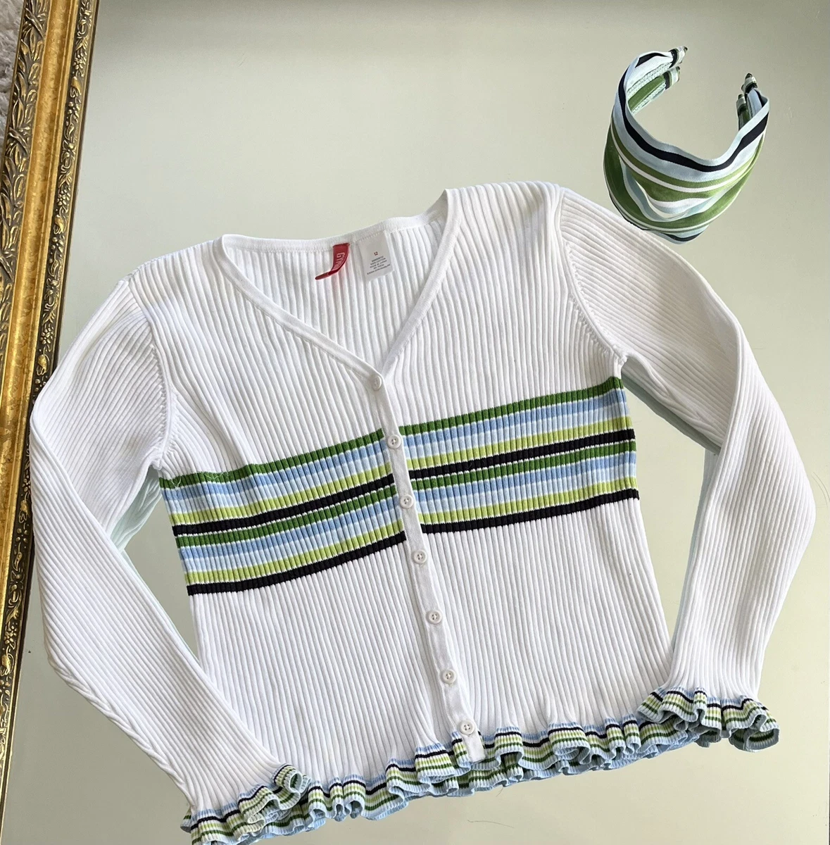 Cardigan Gymboree Fille Rayé 10-12 Ans - Coton Manches 3/4 - Comme Neuf