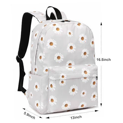 Daisy Backpack for Girls Women, Teens School Bags Bookbags Ladies Daisy Grey - Bild 4 von 5