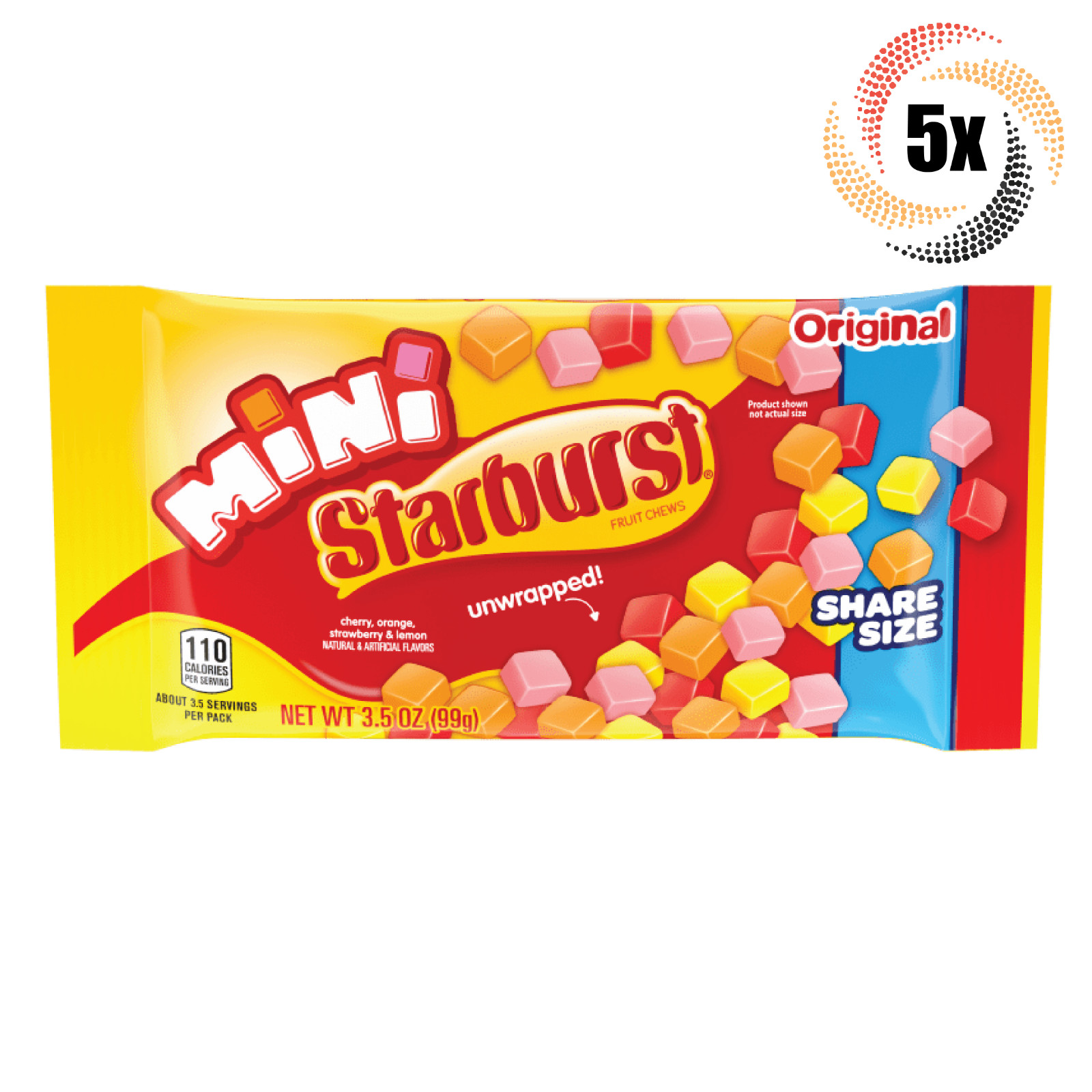 5 упаковок конфет Starburst Mini с оригинальным вкусом King Size |3,5 унции | Быстрая доставка
