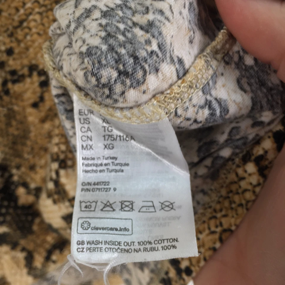 H&M Mujer Camiseta Talla XL Marrón Piel Serpiente Estampado Manga Corta Algodón 057544 Foto 4 de 4