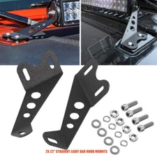 2x Windshield Hood Mounts Bracket for 20"-22" Straight LED Light Bar For Jeep JK