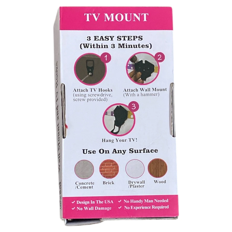 TV Wall Mount Easy Install NO STUD Holds up to 150LBS or 100 in TV - Image 2 of 2