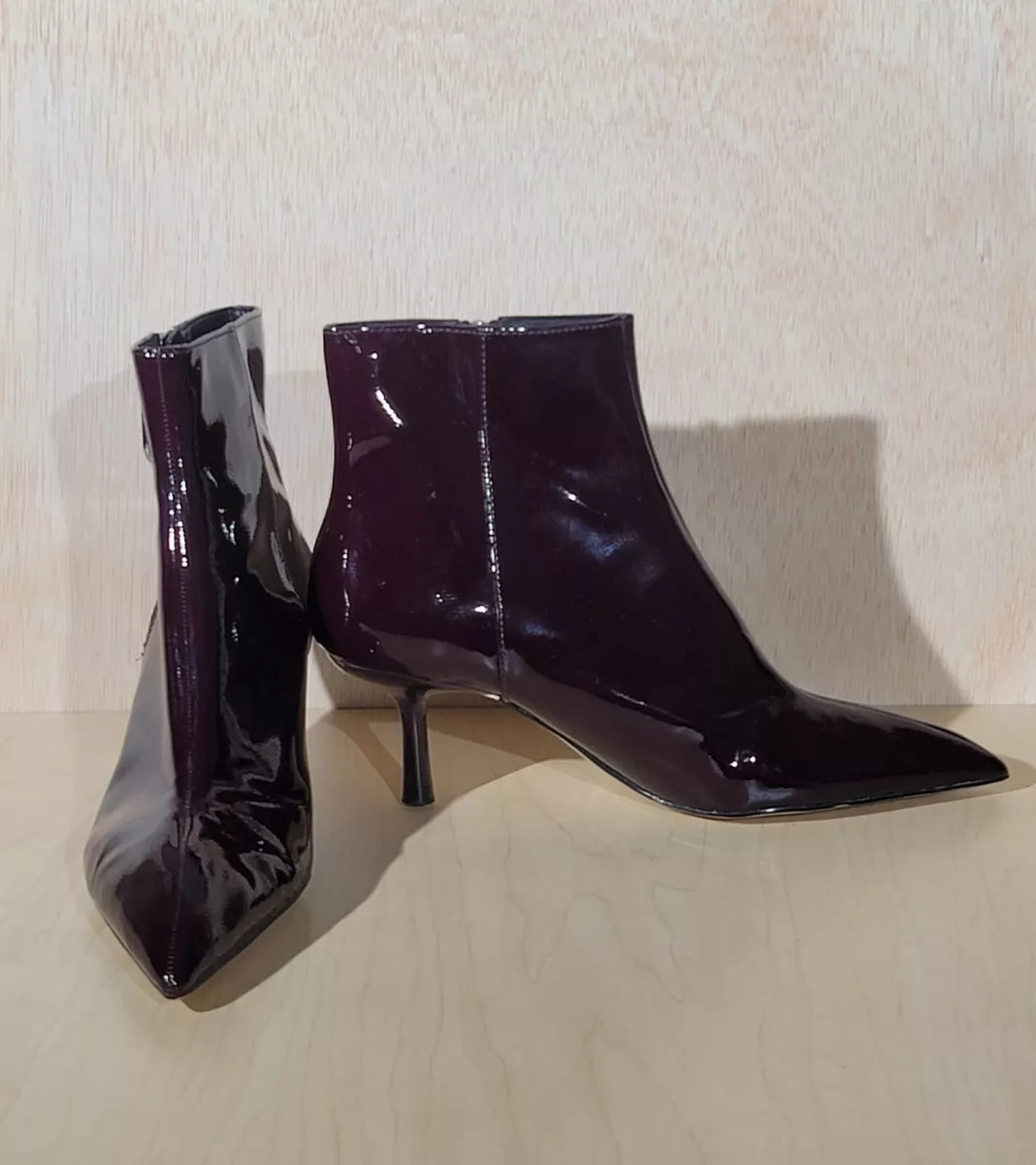 Burgundy shiny boots sale