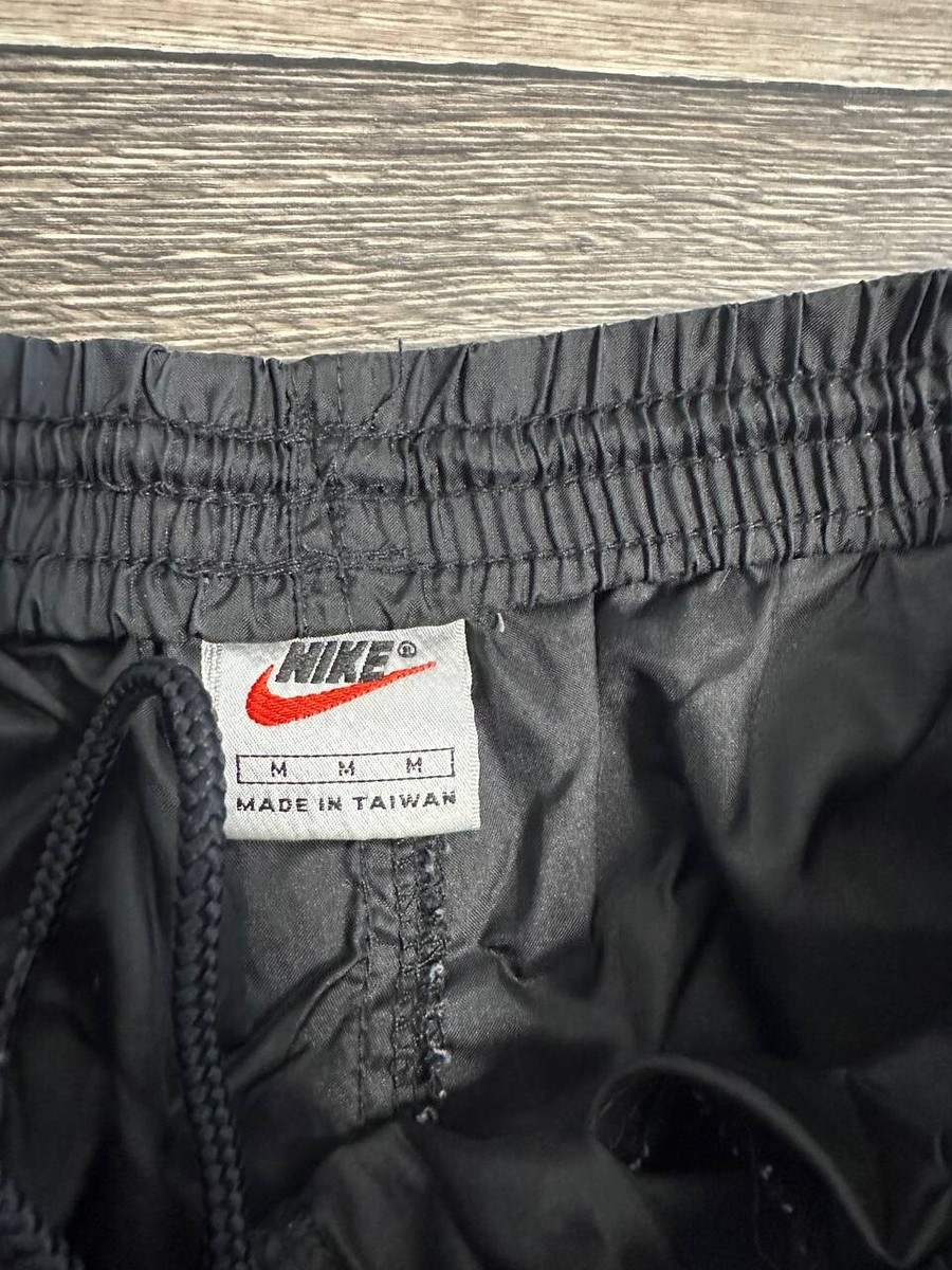 Vintage 90s Nike Mens Medium Black Athletic Nylon Track Pants Y2K