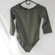 Zara Women  s Size Small 26 Green Stretchy Bodysuit, 3/4 Long Sleeve Square Top