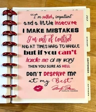 Marilyn Monroe Quote Two-Sided Dashboard for use with Classic Happy Planner-
