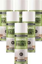 Image of 6 x Enamel Appliance White Gloss Spray Paint Heat-Resistant Aerosol 400ml