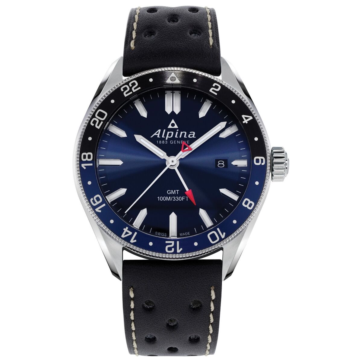Alpina Men's Swiss Quartz Alpiner Sunray Blue GMT Dial Black Alpina Men's Swiss Quartz Alpiner Sunray Blue GMT Dial Black