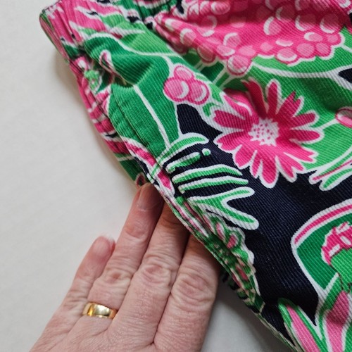Vintage Lilly Pulitzer Pants Girls 6X Pink Green Corduroy Preppy Pull On Beachy - Picture 3 of 7