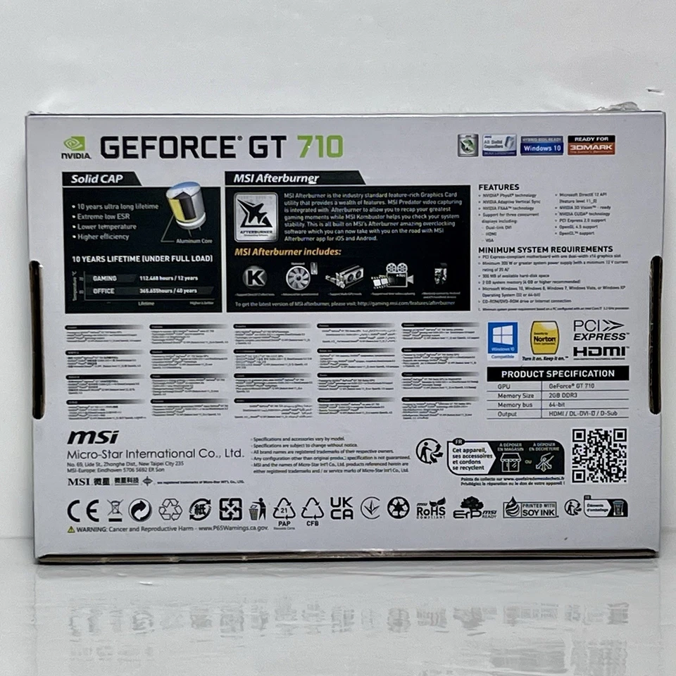 Tarjeta de gráficos de bajo perfil MSI GeForce GT 710 2 GB DDR3 64 bits - NUEVA GENUINA Foto 3 de 4