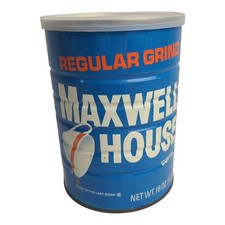Vintage Maxwell House Regular Grind Coffee Can Tin 16 Oz. Sealed Full Unopened
