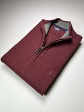 Izod Burgundy 1/4 Zip Jumper 100 Cotton Sweater Men  s L 592 