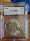 1925 Peace Silver Dollar MS63 ICG